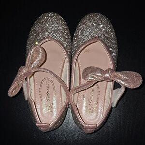 Sparkly Pink Young Girl's Kids Dress Shoes Embellished Barbie Princess